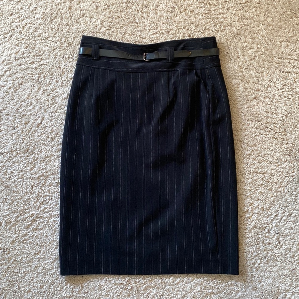 Black with white pinstriped pencil skirt